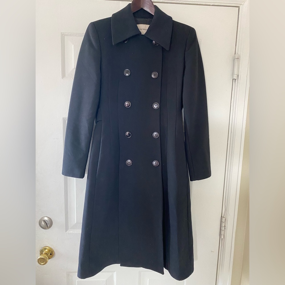 EMPORIO ARMANI LONG WOOL COAT WOMAN ARMY Style. Exceptional conditions!